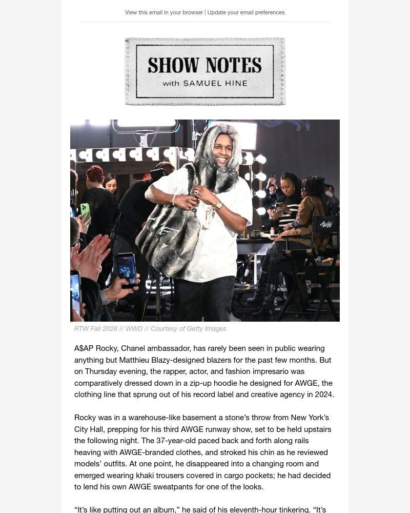 Screenshot of email sent to a GQ Newsletter subscriber