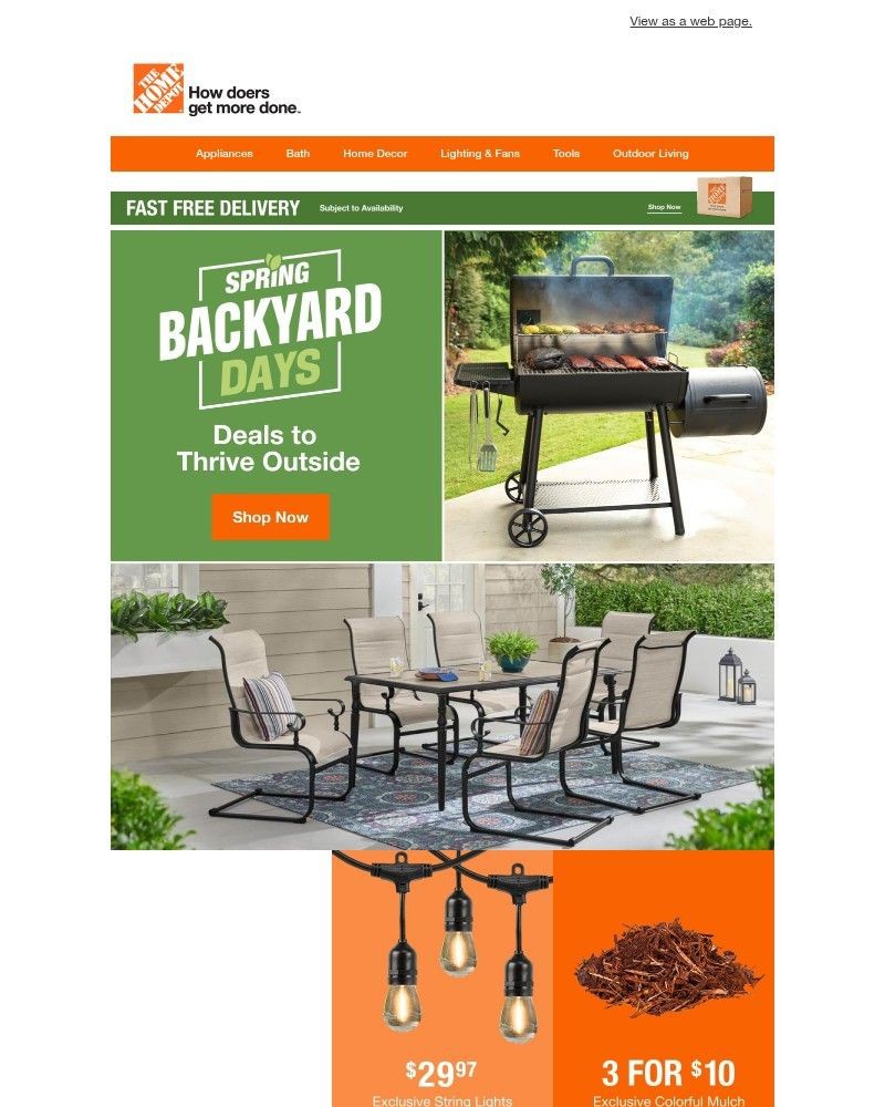 Screenshot of email sent to a Home Depot Newsletter subscriber