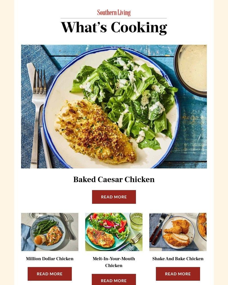 Screenshot of email sent to a Southern Living Newsletter subscriber