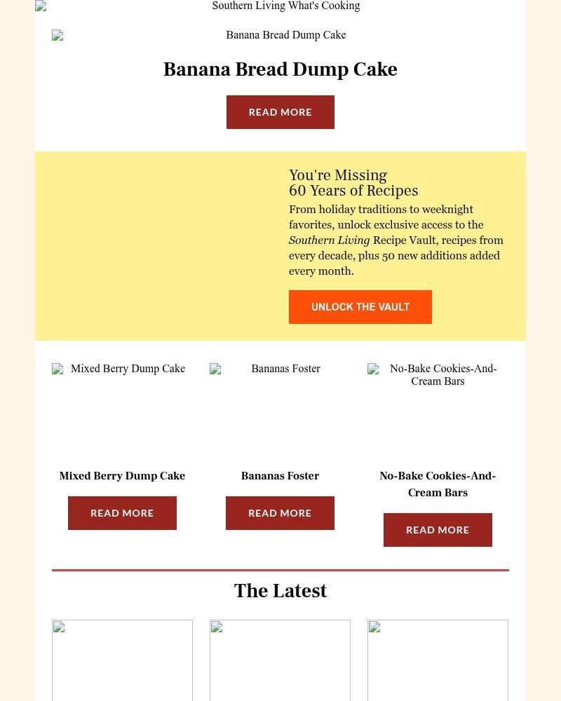 Screenshot of email sent to a Southern Living Newsletter subscriber