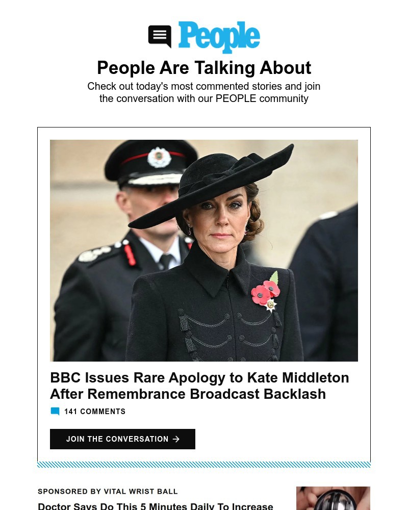 Screenshot of email sent to a People Newsletter subscriber