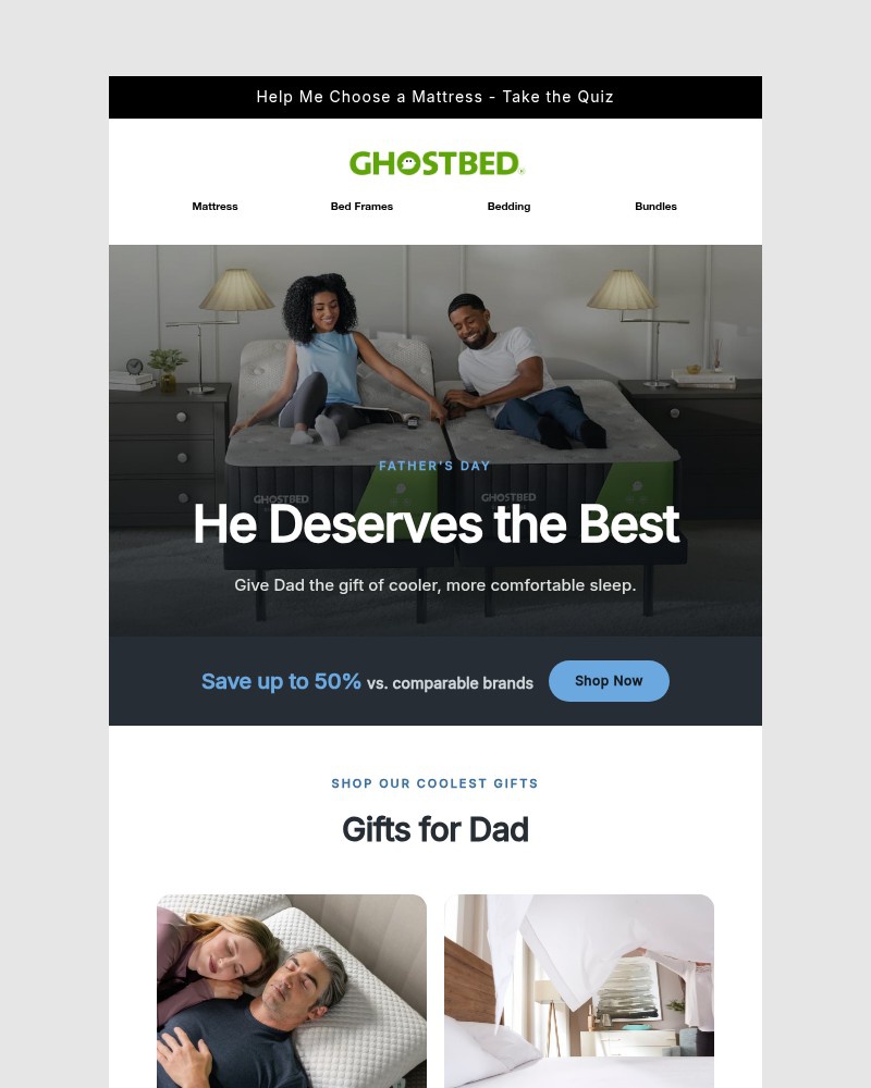Screenshot of email sent to a Ghost Bed Newsletter subscriber