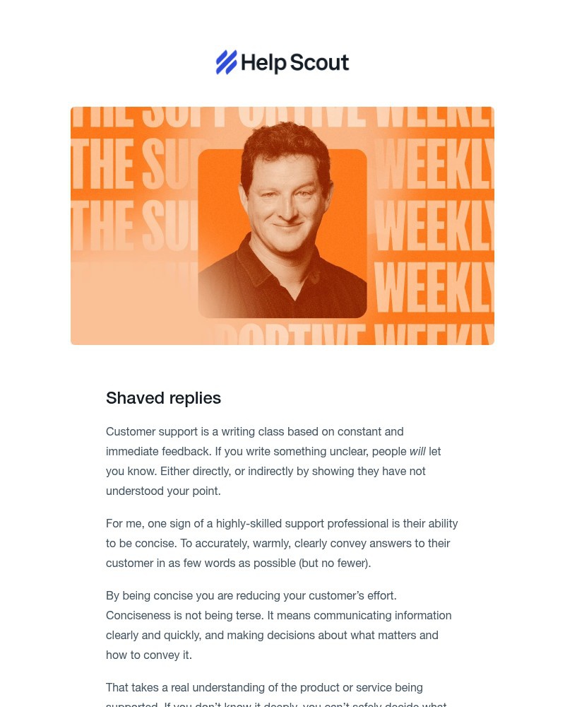 Screenshot of email sent to a Help Scout Trial user