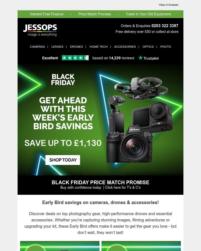Screenshot of email sent to a Jessops Newsletter subscriber