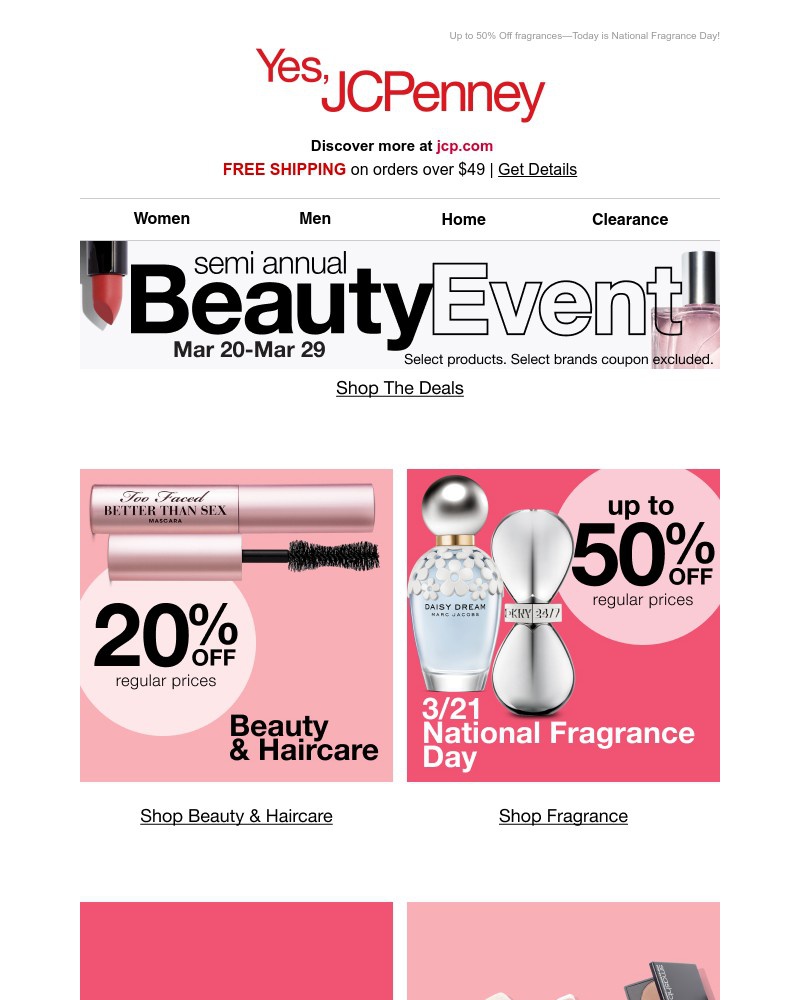 Screenshot of email sent to a JCPenney Newsletter subscriber