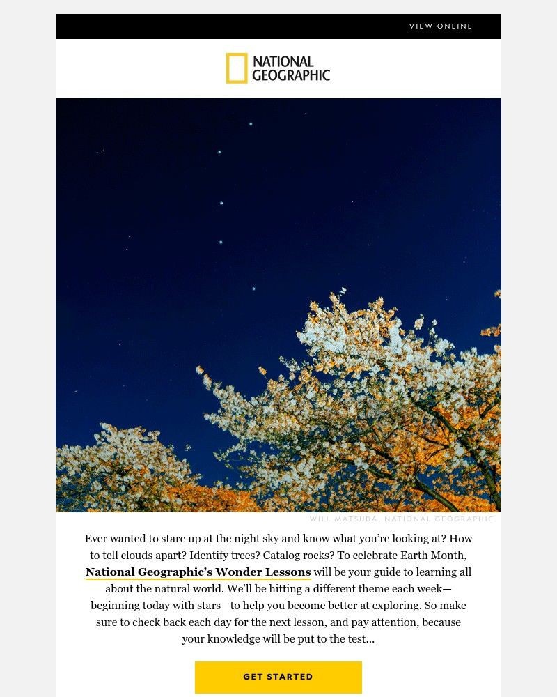 Screenshot of email sent to a National Geographic Newsletter subscriber