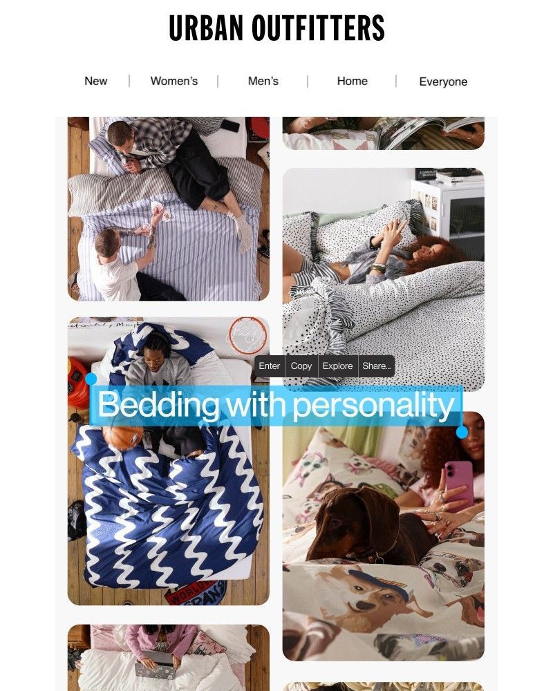 Screenshot of email sent to a Urban Outfitters Newsletter subscriber
