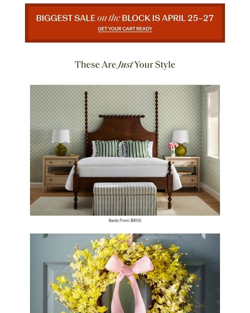 Screenshot of email sent to a Birch Lane Newsletter subscriber