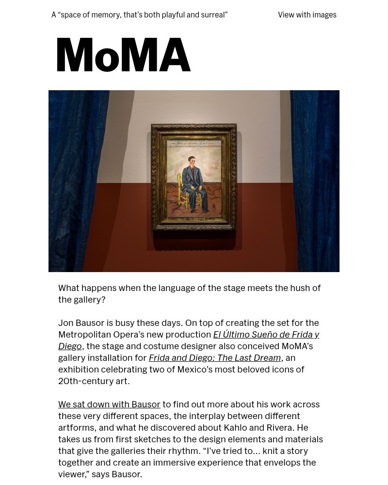 Screenshot of email sent to a The Museum of Modern Art (MoMA) Newsletter subscriber