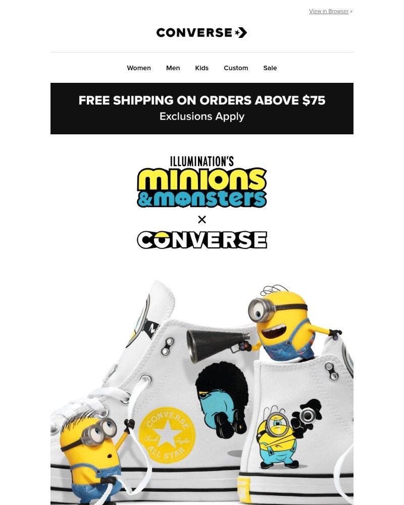 Screenshot of email sent to a Converse Newsletter subscriber
