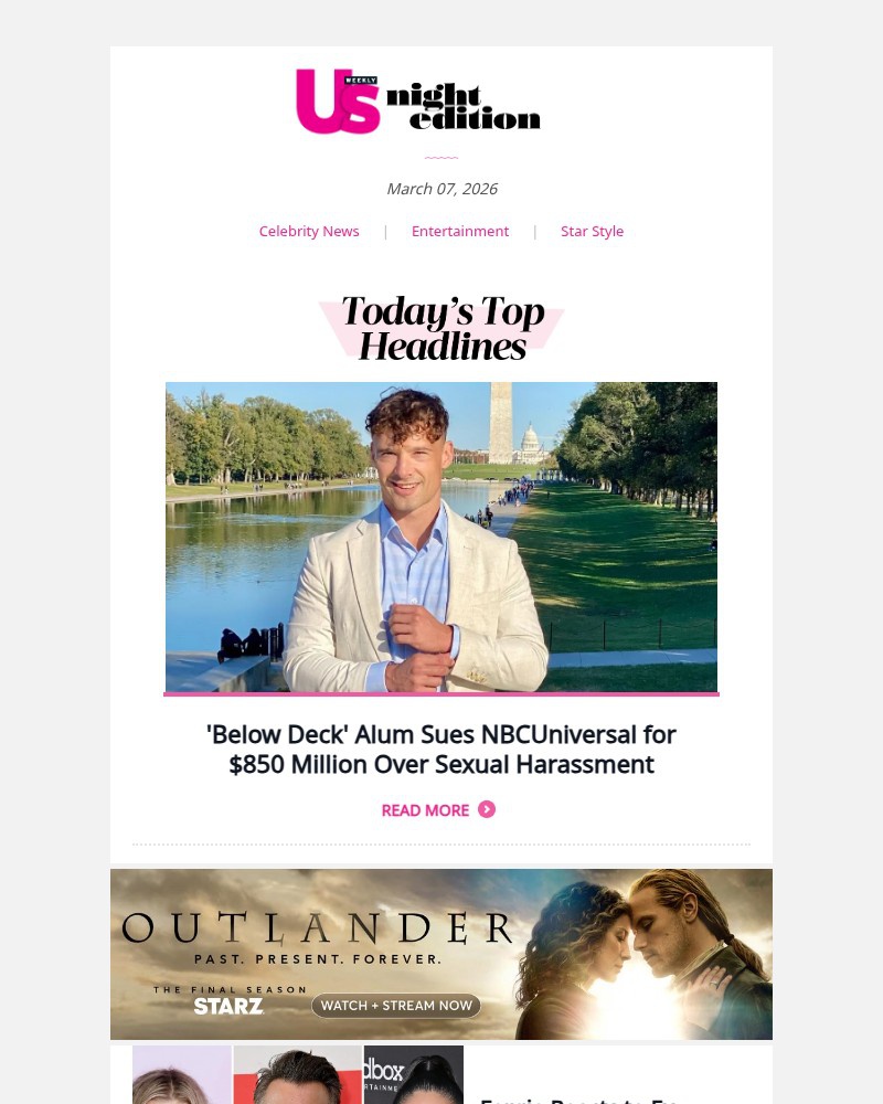 Screenshot of email sent to a Us Weekly Newsletter subscriber