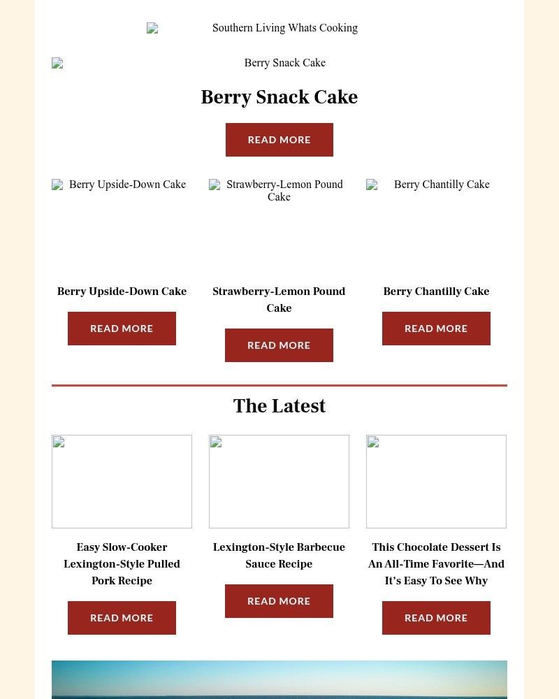 Screenshot of email sent to a Southern Living Newsletter subscriber