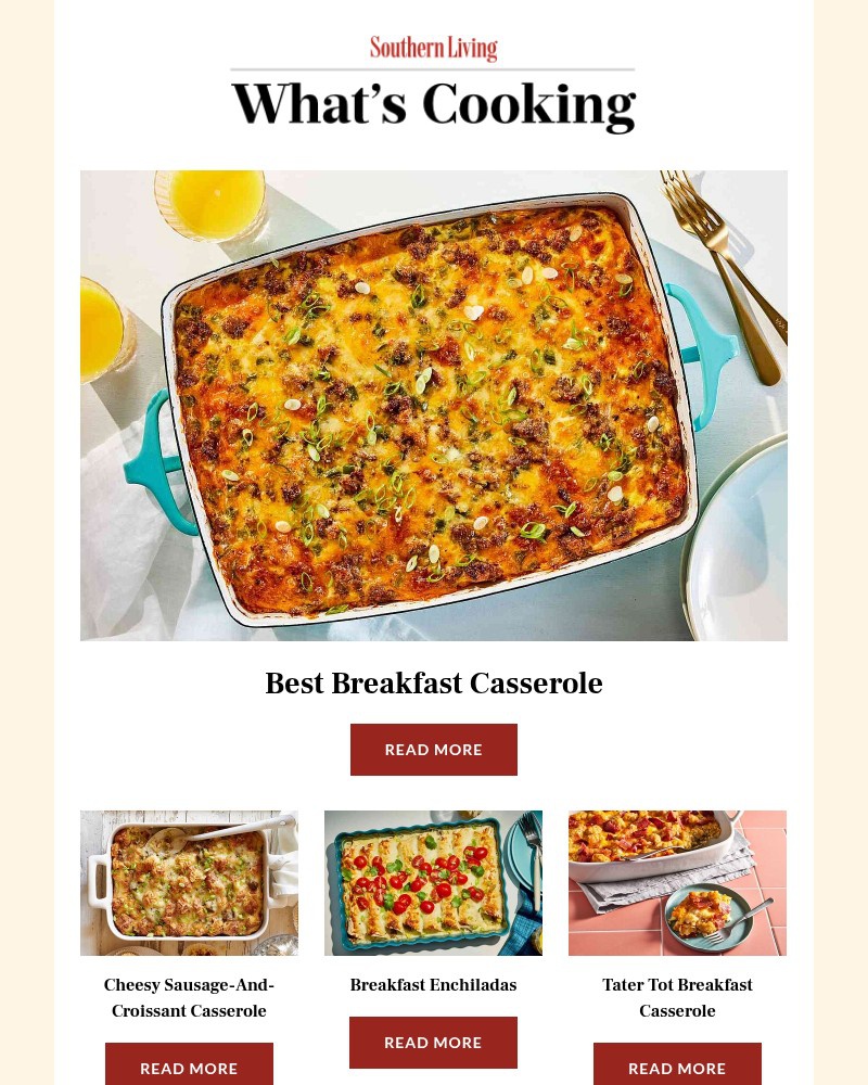 Screenshot of email sent to a Southern Living Newsletter subscriber