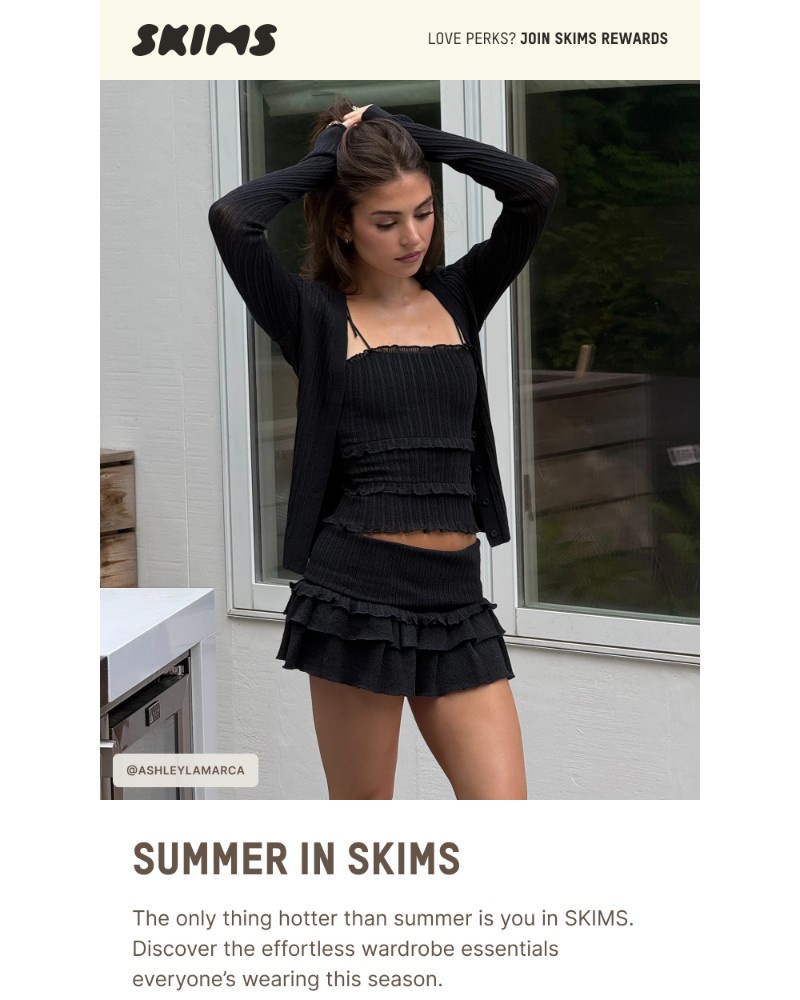 Screenshot of email sent to a Skims Newsletter subscriber