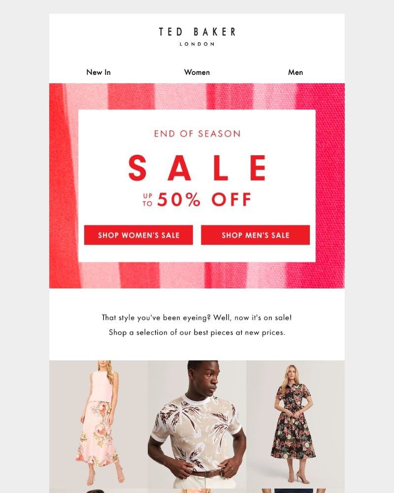 Screenshot of email sent to a Ted Baker Newsletter subscriber