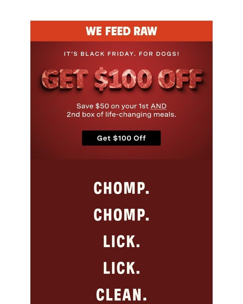 Screenshot of email sent to a We Feed Raw Newsletter subscriber