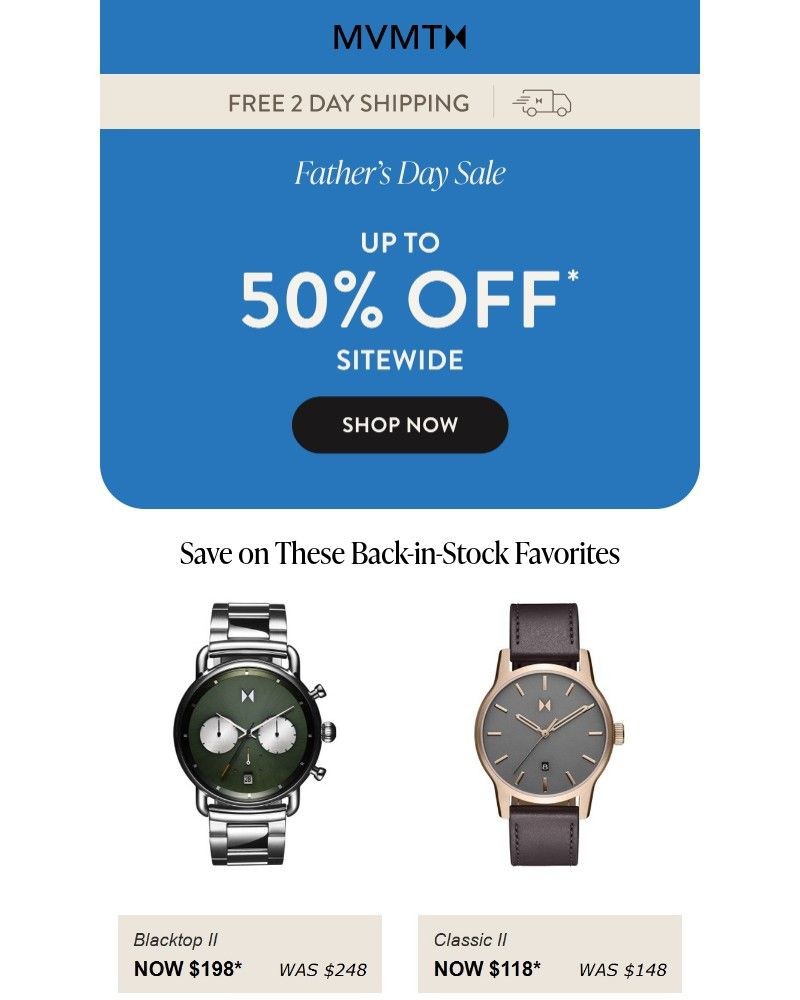 Screenshot of email sent to a MVMT Newsletter subscriber