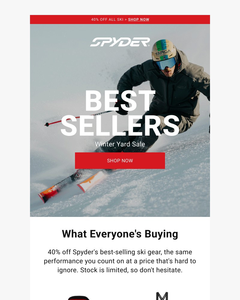 Screenshot of email sent to a Spyder Newsletter subscriber