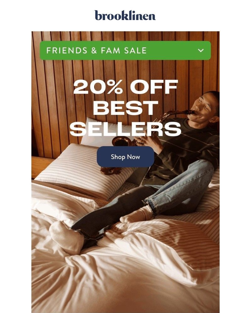 Screenshot of email sent to a Brooklinen Newsletter subscriber