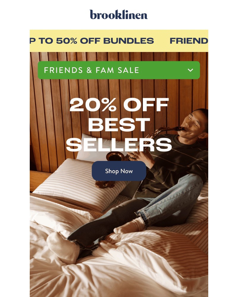 Screenshot of email sent to a Brooklinen Newsletter subscriber