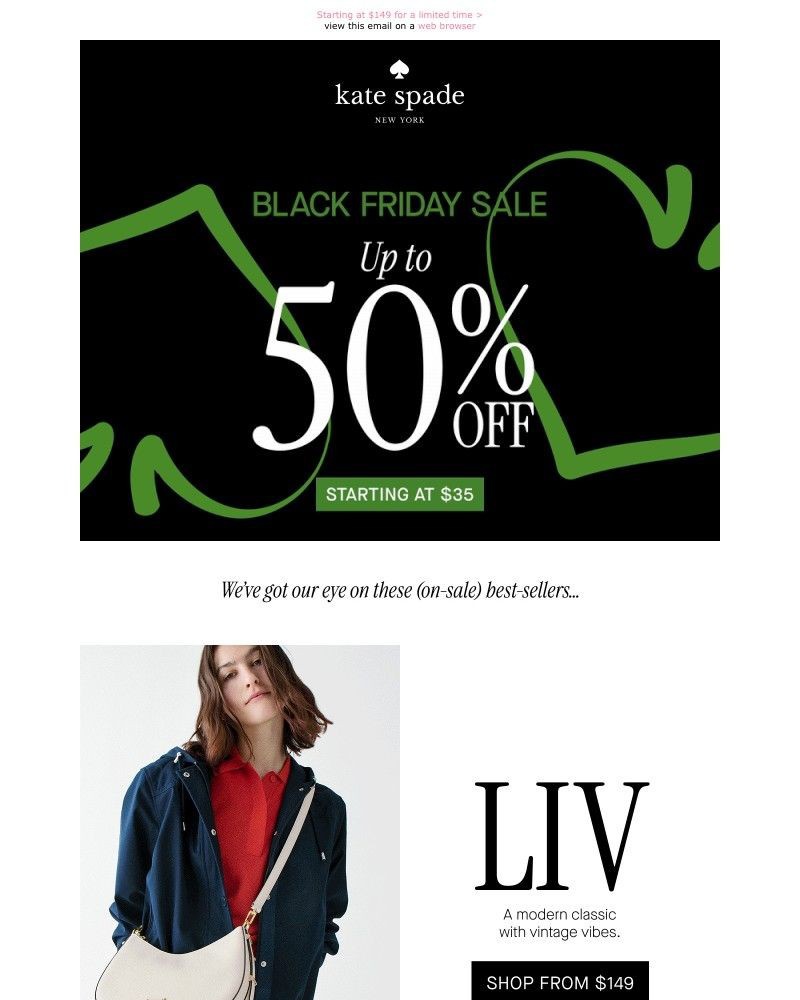 Screenshot of email sent to a Kate Spade Newsletter subscriber