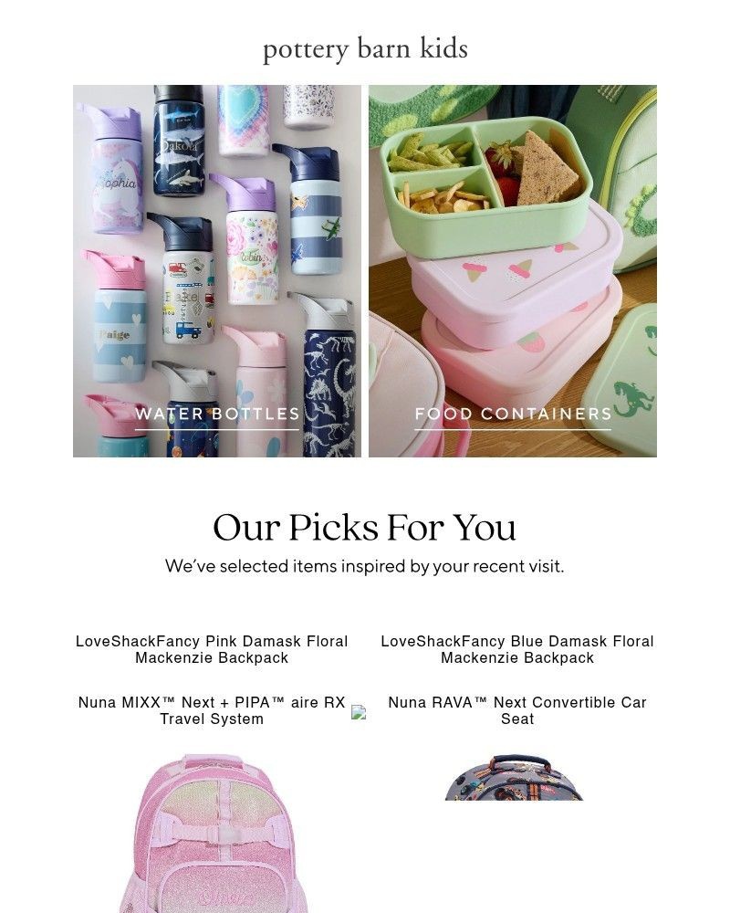Screenshot of email sent to a Pottery Barn Newsletter subscriber