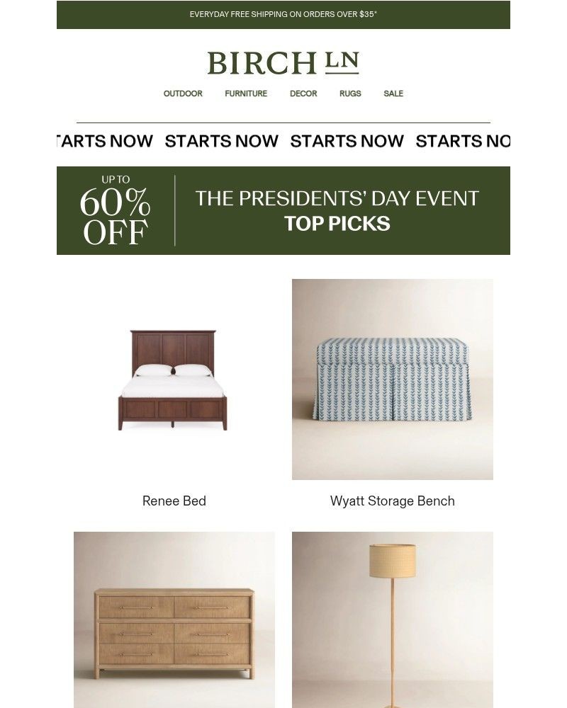 Screenshot of email sent to a Birch Lane Newsletter subscriber