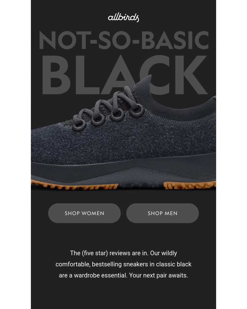 Screenshot of email sent to a Allbirds Newsletter subscriber
