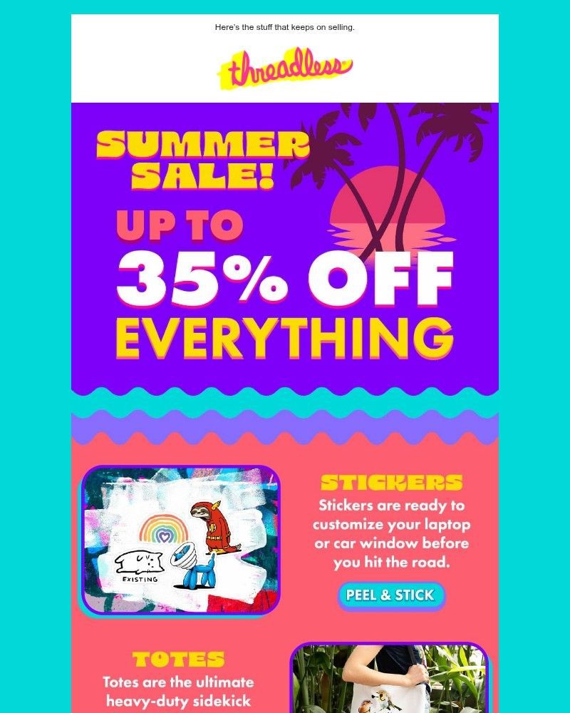 Screenshot of email sent to a Threadless Newsletter subscriber