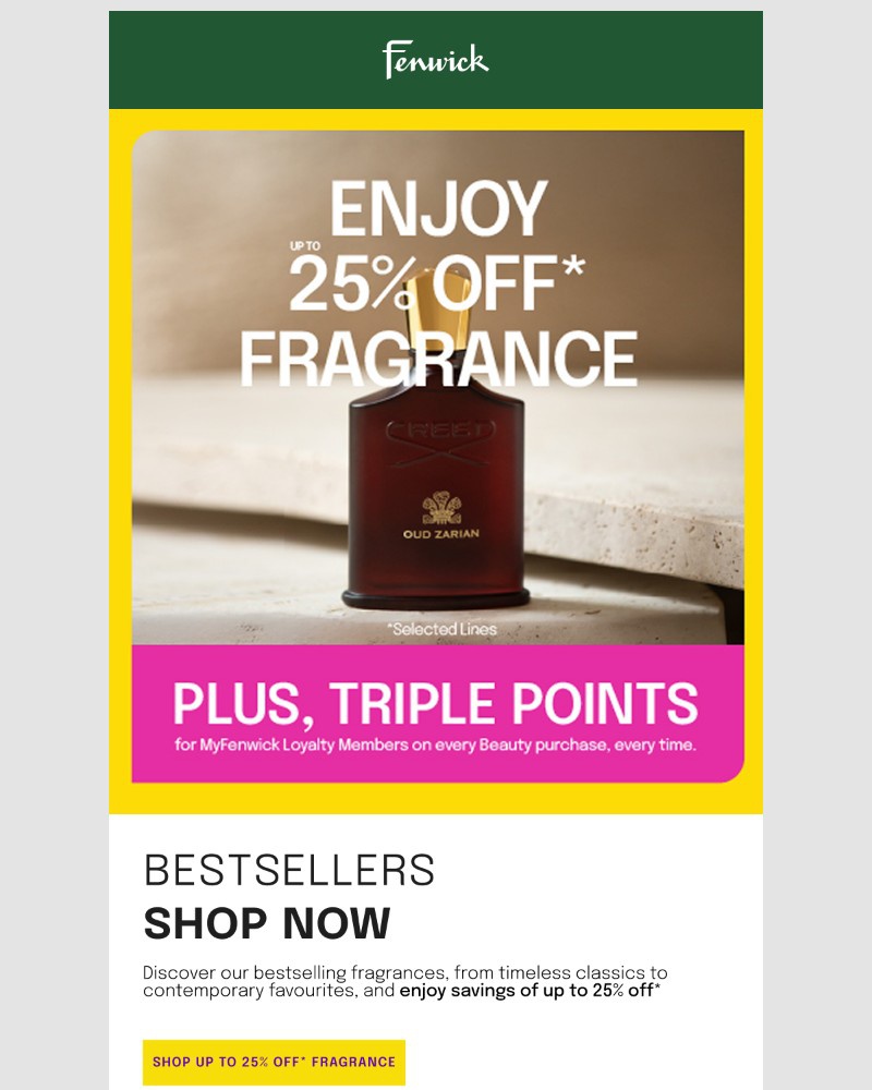 Screenshot of email sent to a Fenwick Newsletter subscriber