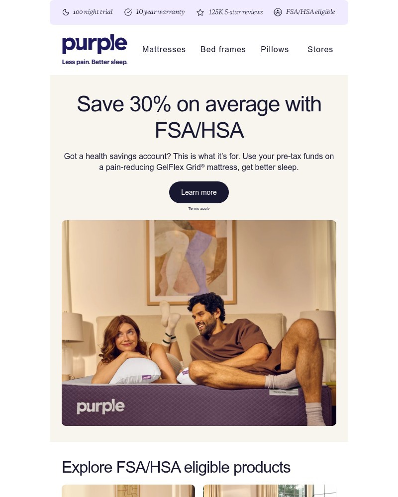 Screenshot of email sent to a Purple Cart abandoner