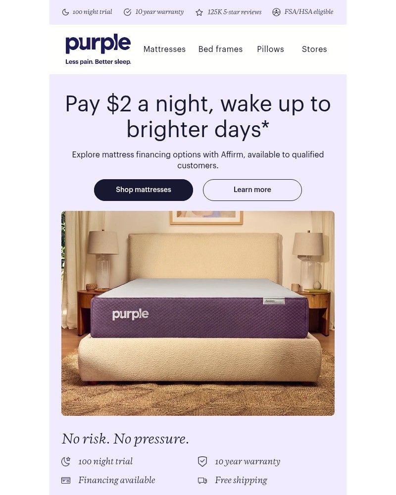 Screenshot of email sent to a Purple Cart abandoner