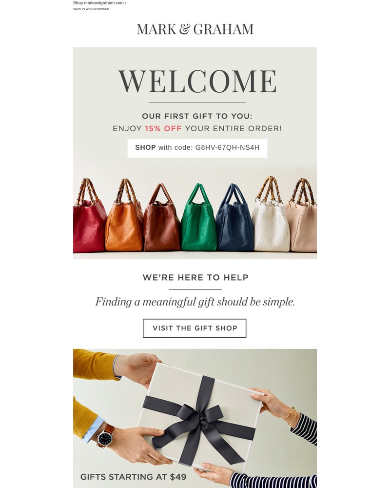 Screenshot of email sent to a Pottery Barn Newsletter subscriber
