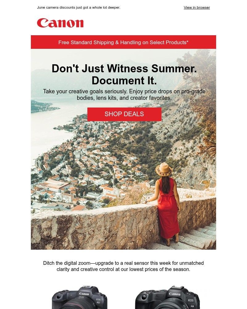 Screenshot of email sent to a Canon Newsletter subscriber