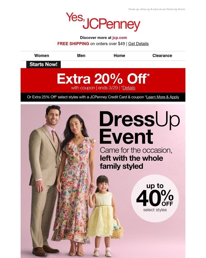 Screenshot of email sent to a JCPenney Newsletter subscriber