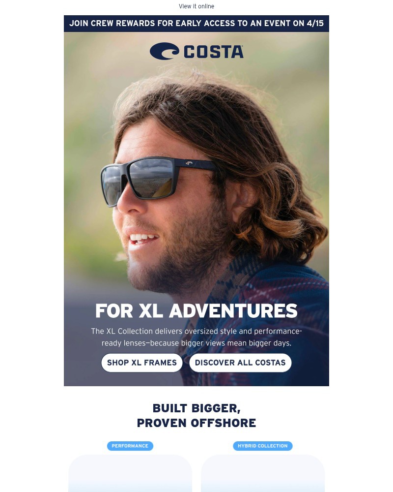 Screenshot of email sent to a Costa del Mar Newsletter subscriber