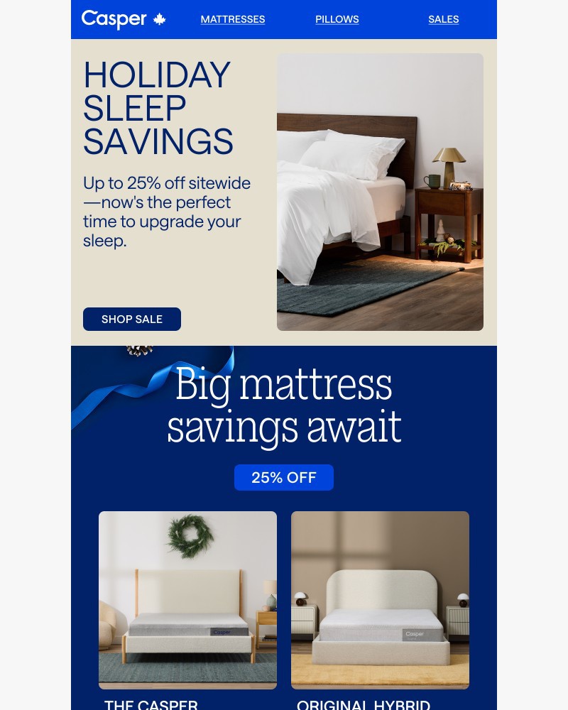 Screenshot of email sent to a Casper Newsletter subscriber