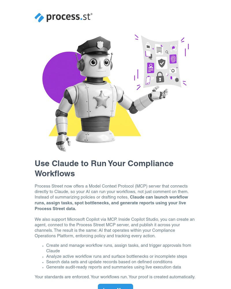 Screenshot of email sent to a Process Street Invited user