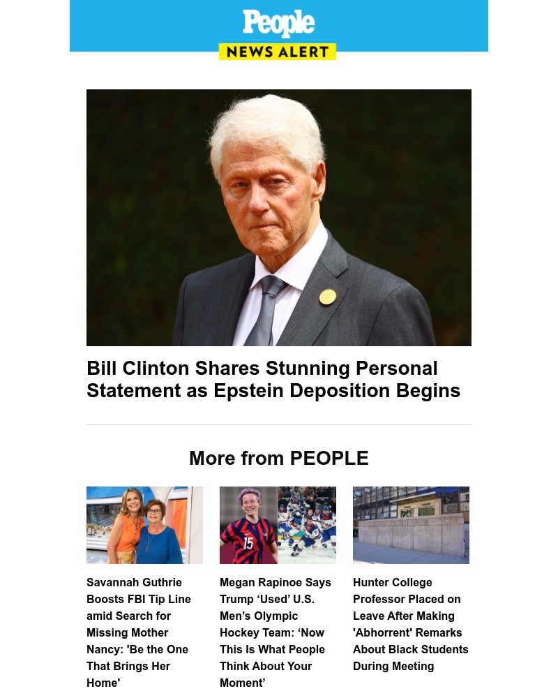 Screenshot of email sent to a People Newsletter subscriber