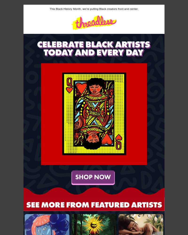 Screenshot of email sent to a Threadless Newsletter subscriber