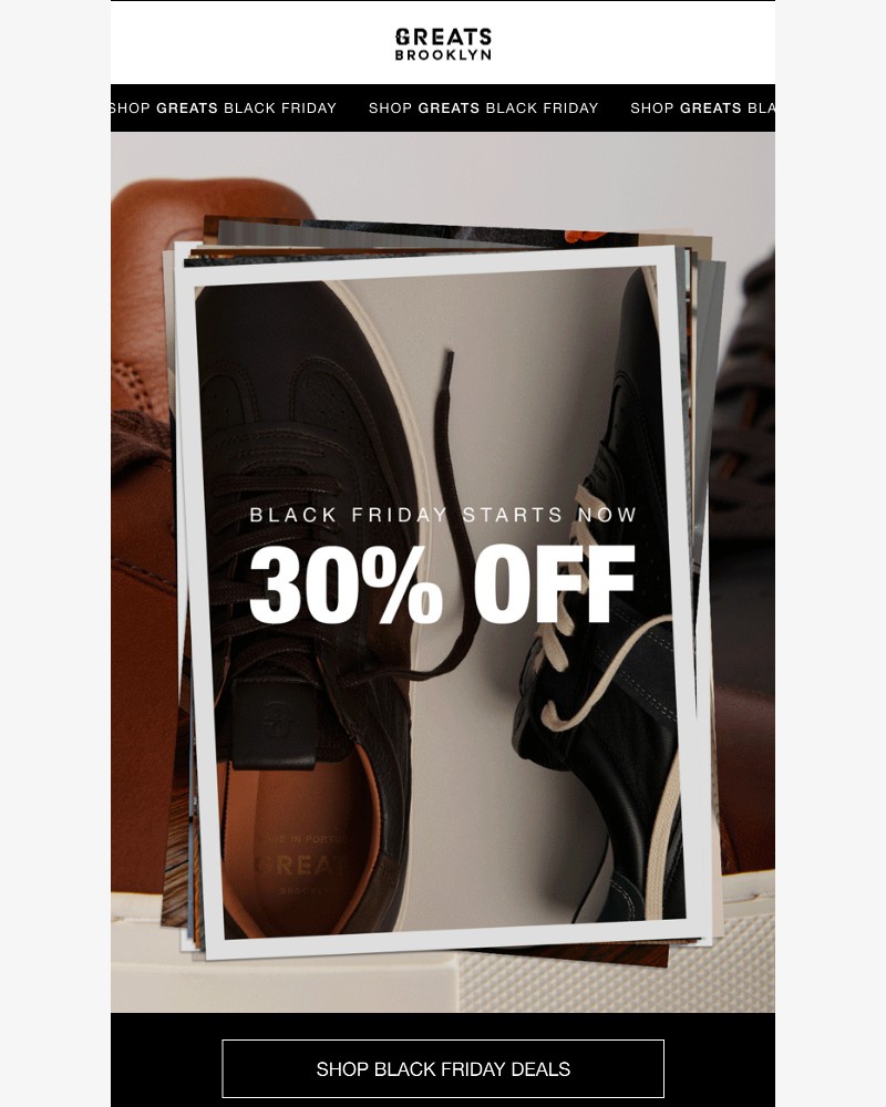 Screenshot of email sent to a Greats Newsletter subscriber