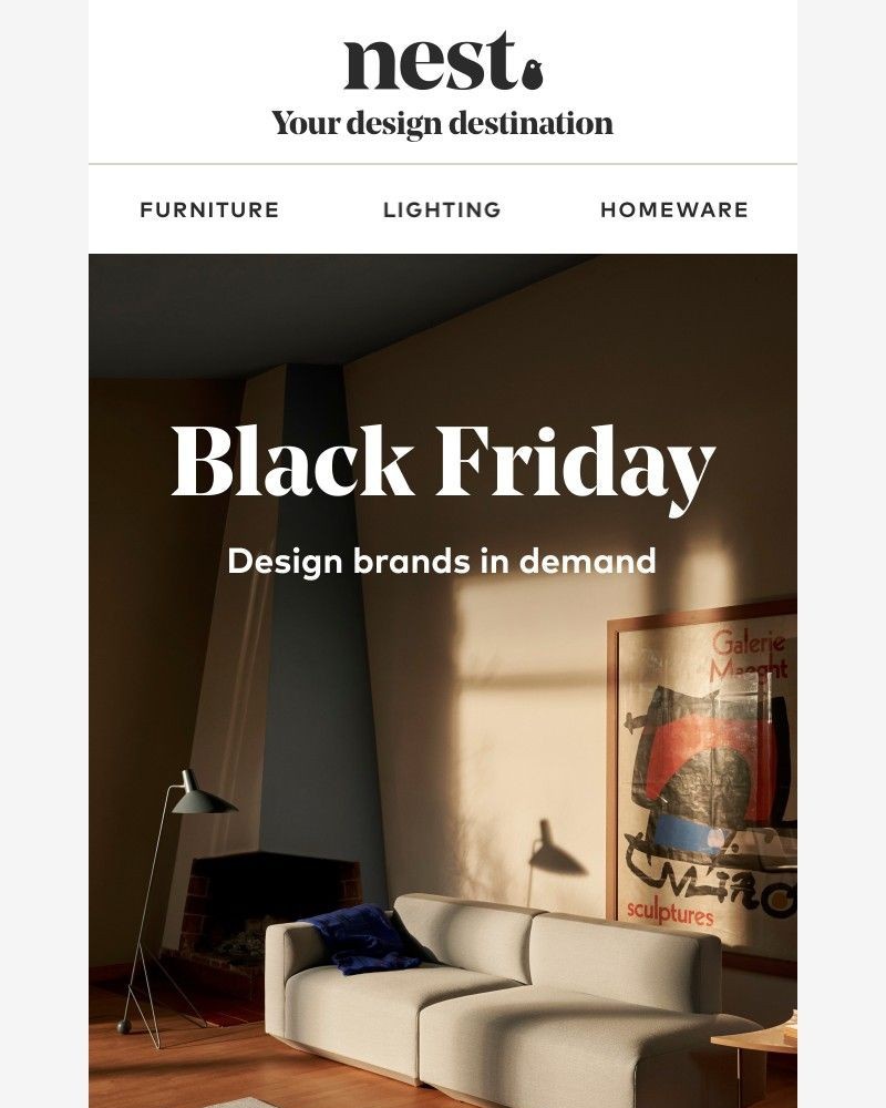 Screenshot of email sent to a Nest Furniture Cart abandoner