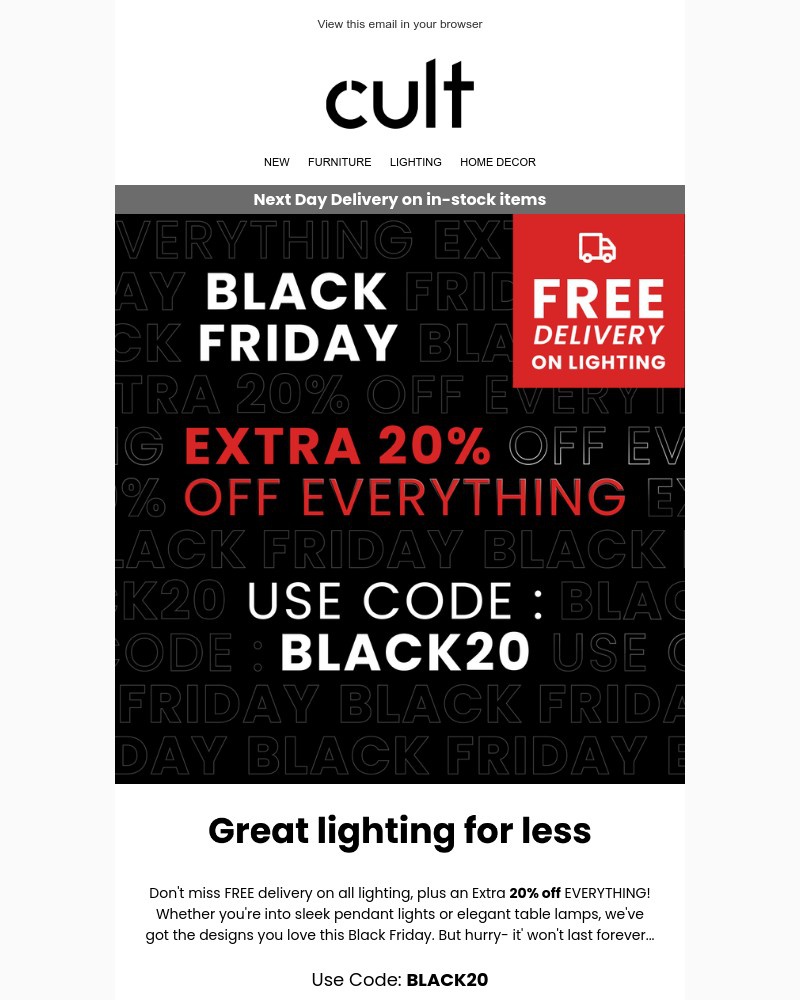 Screenshot of email with subject /media/emails/black-friday-extra-20-off-free-delivery-on-lighting-f9c086-cropped-9aa39850.jpg