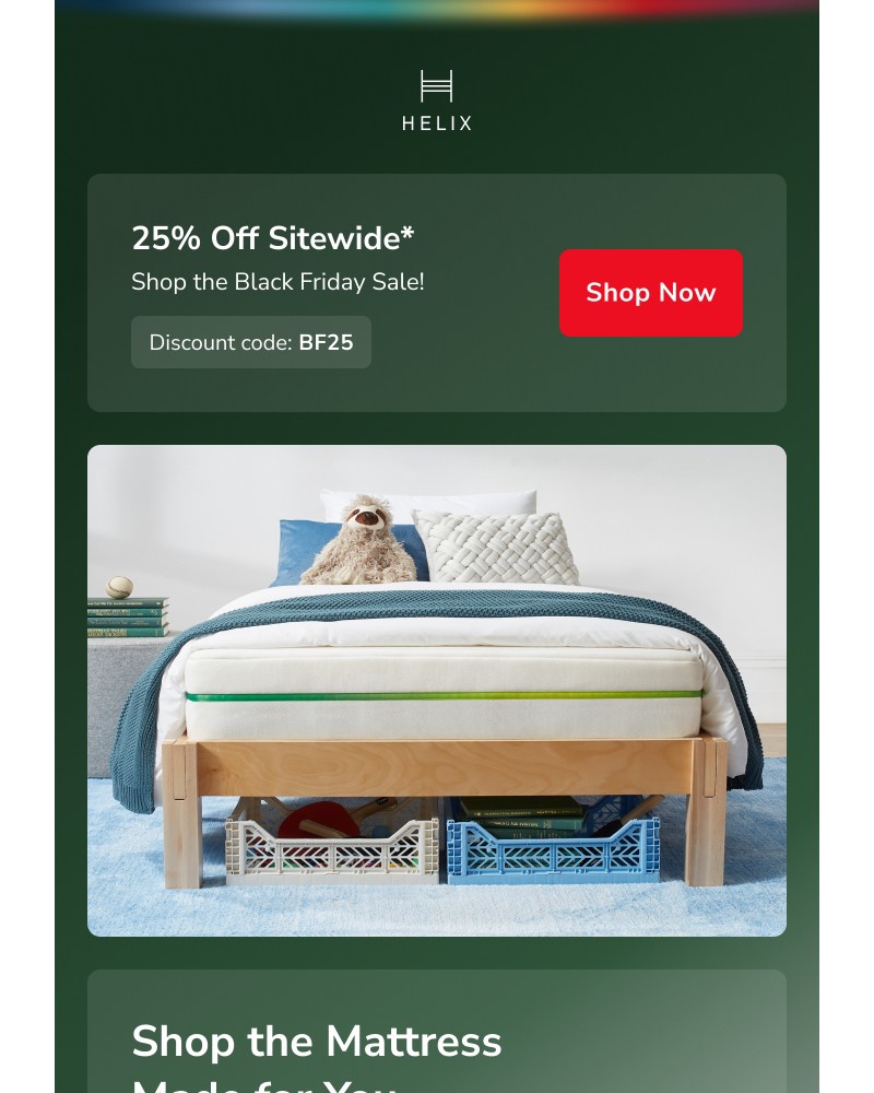 Screenshot of email sent to a Helix Newsletter subscriber