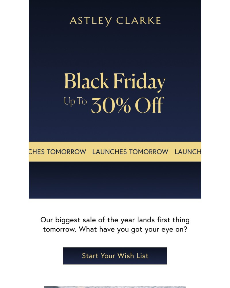 Screenshot of email sent to a Astley Clarke Newsletter subscriber