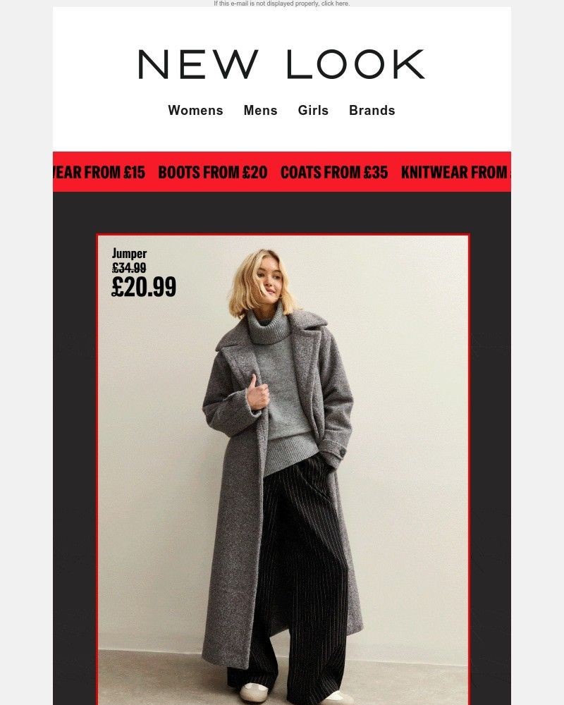 Screenshot of email sent to a New Look Newsletter subscriber