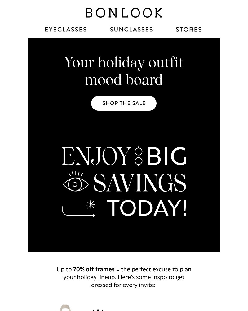 Screenshot of email sent to a Bonlook Newsletter subscriber