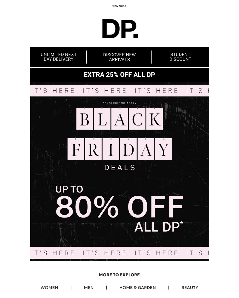 Screenshot of email sent to a Dorothy Perkins Newsletter subscriber