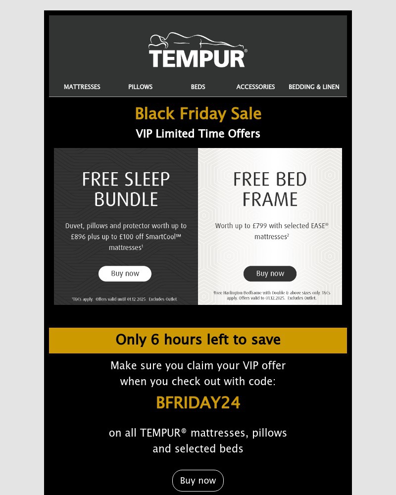 Screenshot of email sent to a Tempur Newsletter subscriber
