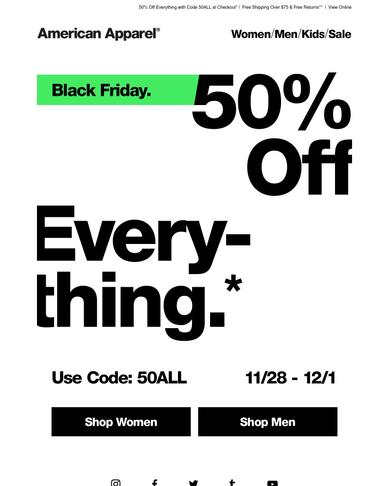 Screenshot of email with subject /media/emails/black-friday-weekend-half-off-everything-cropped-6a4bbcbd.jpg